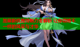 加藤新机独特魅力全解析 让你领略不一样的风采与才华